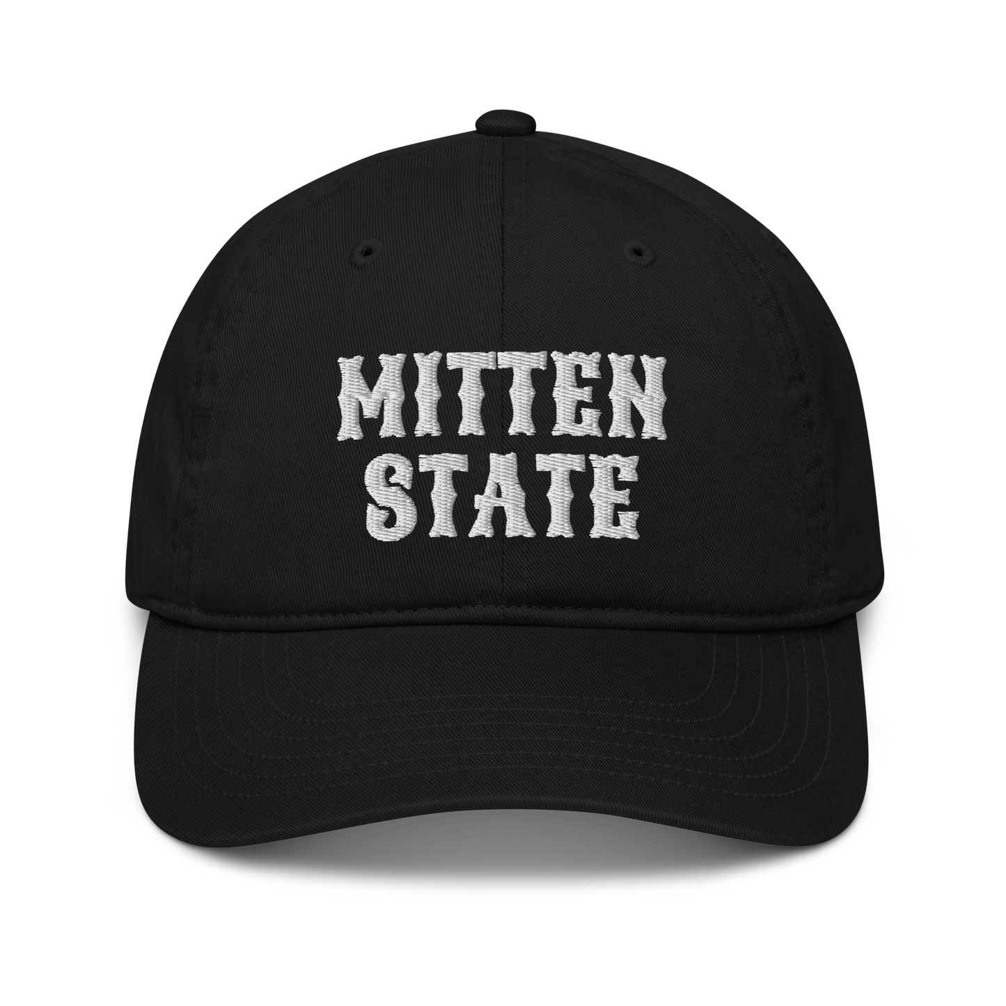 Michigan 'Mitten State' Classic Baseball Cap (Western Font) | White/Navy Embroidery