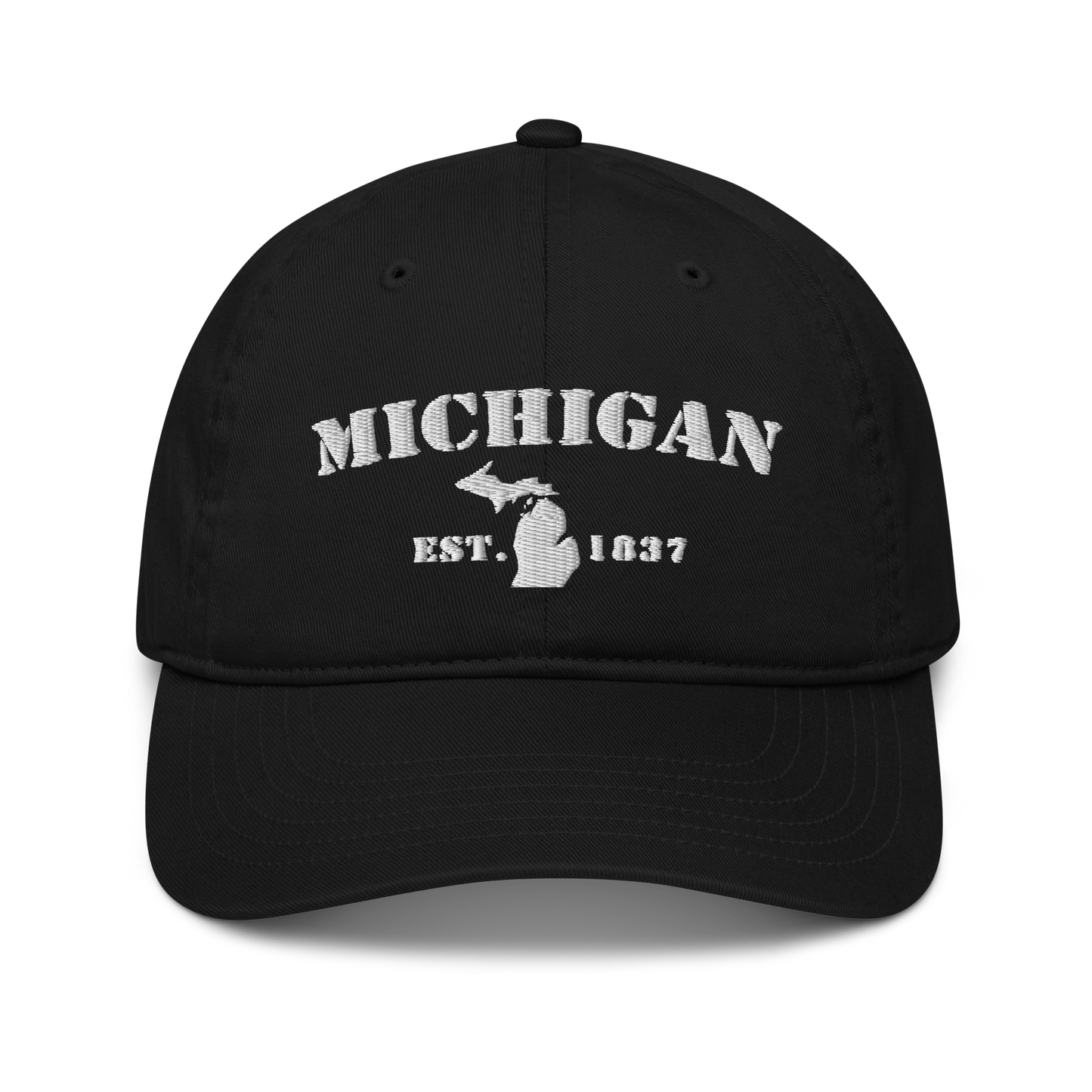 'Michigan EST 1837' Classic Baseball Cap (Army Stencil Font)