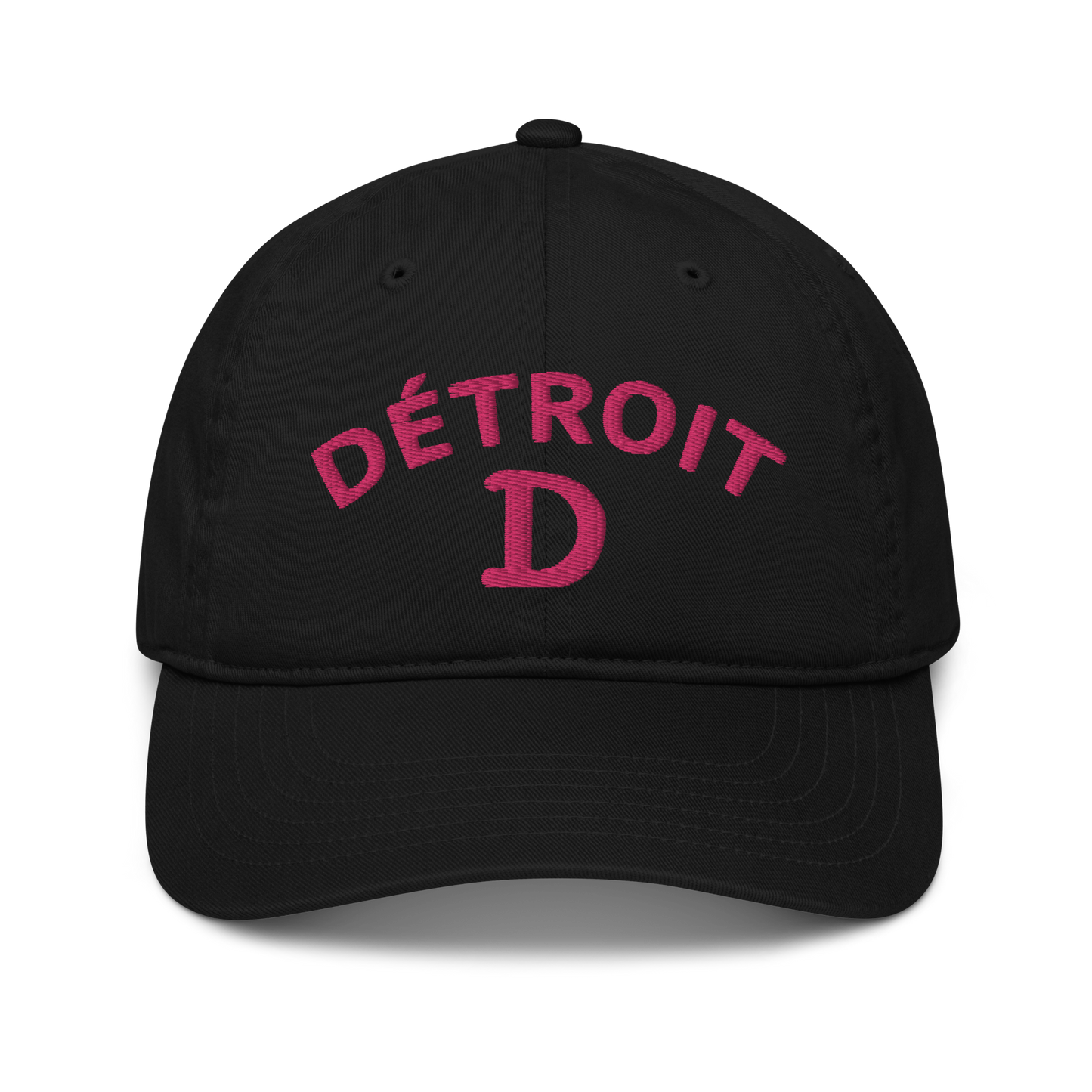 'Détroit' Baseball Cap (w/ Old French D and Fleur de Lys) | Pink Embroidery