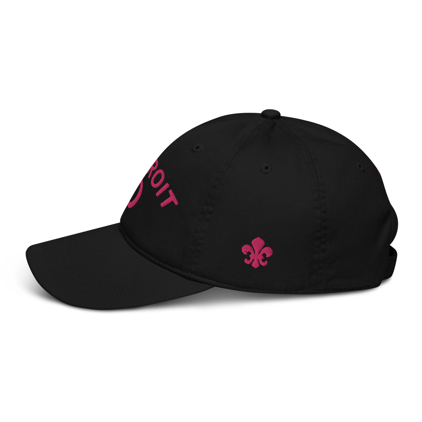 'Détroit' Baseball Cap (w/ Old French D and Fleur de Lys) | Pink Embroidery