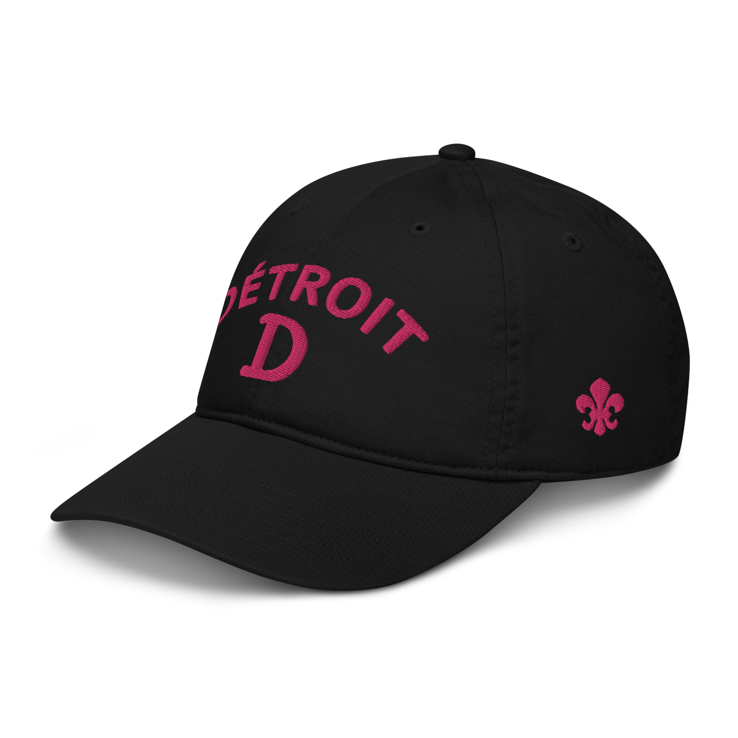 'Détroit' Baseball Cap (w/ Old French D and Fleur de Lys) | Pink Embroidery