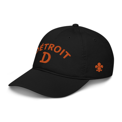 'Détroit' Baseball Cap (w/ Old French D and Fleur de Lys) | Orange Embroidery