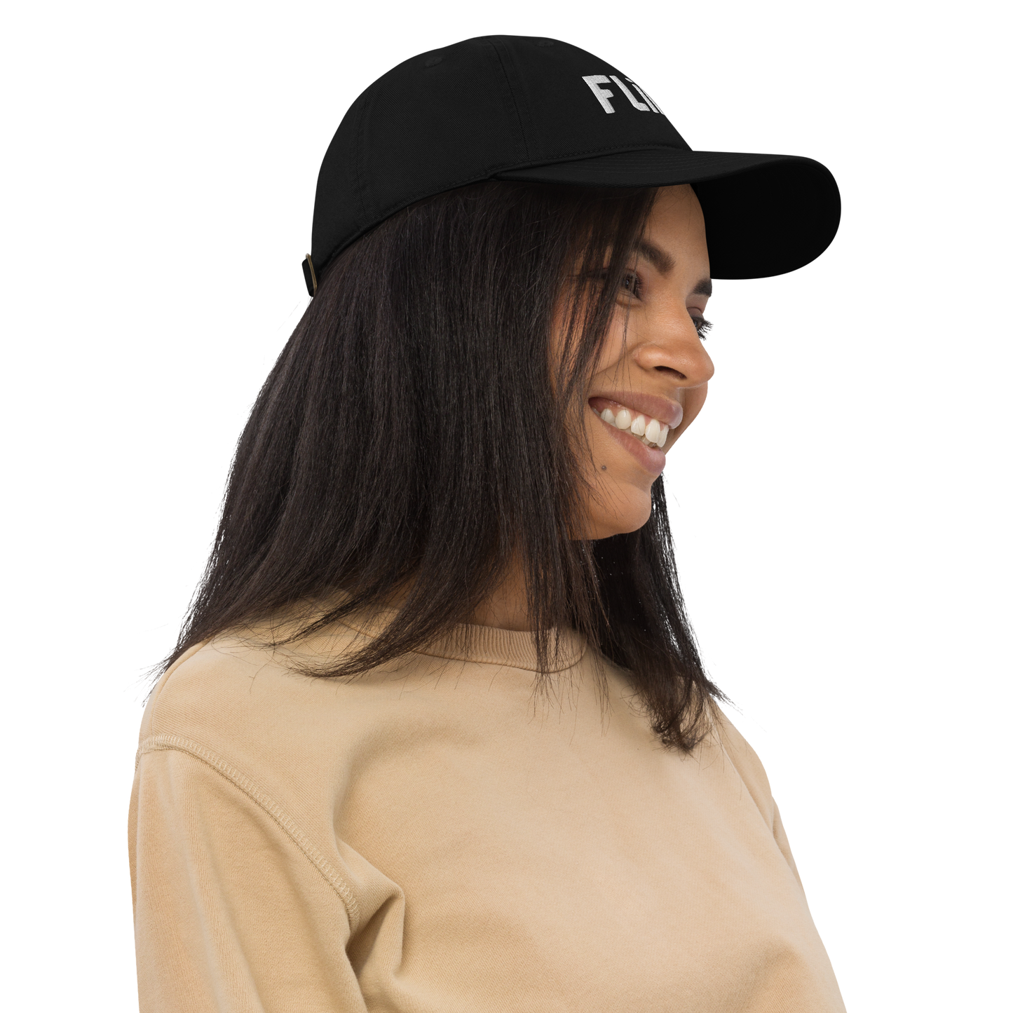 'Flint' Classic Baseball Cap | White/Black Embroidery