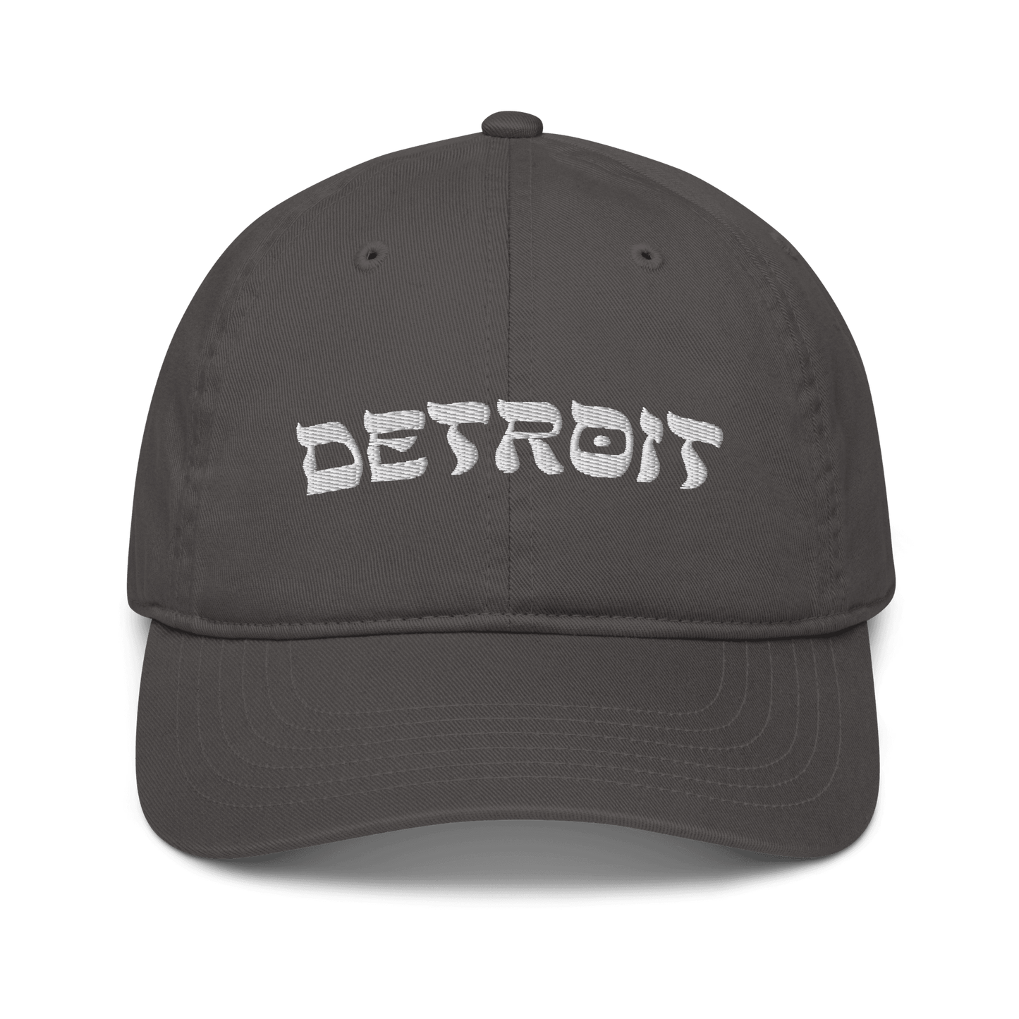 'Detroit' Baseball Cap (Hebrew-Style Font) | White and Blue Embroidery - Circumspice Michigan