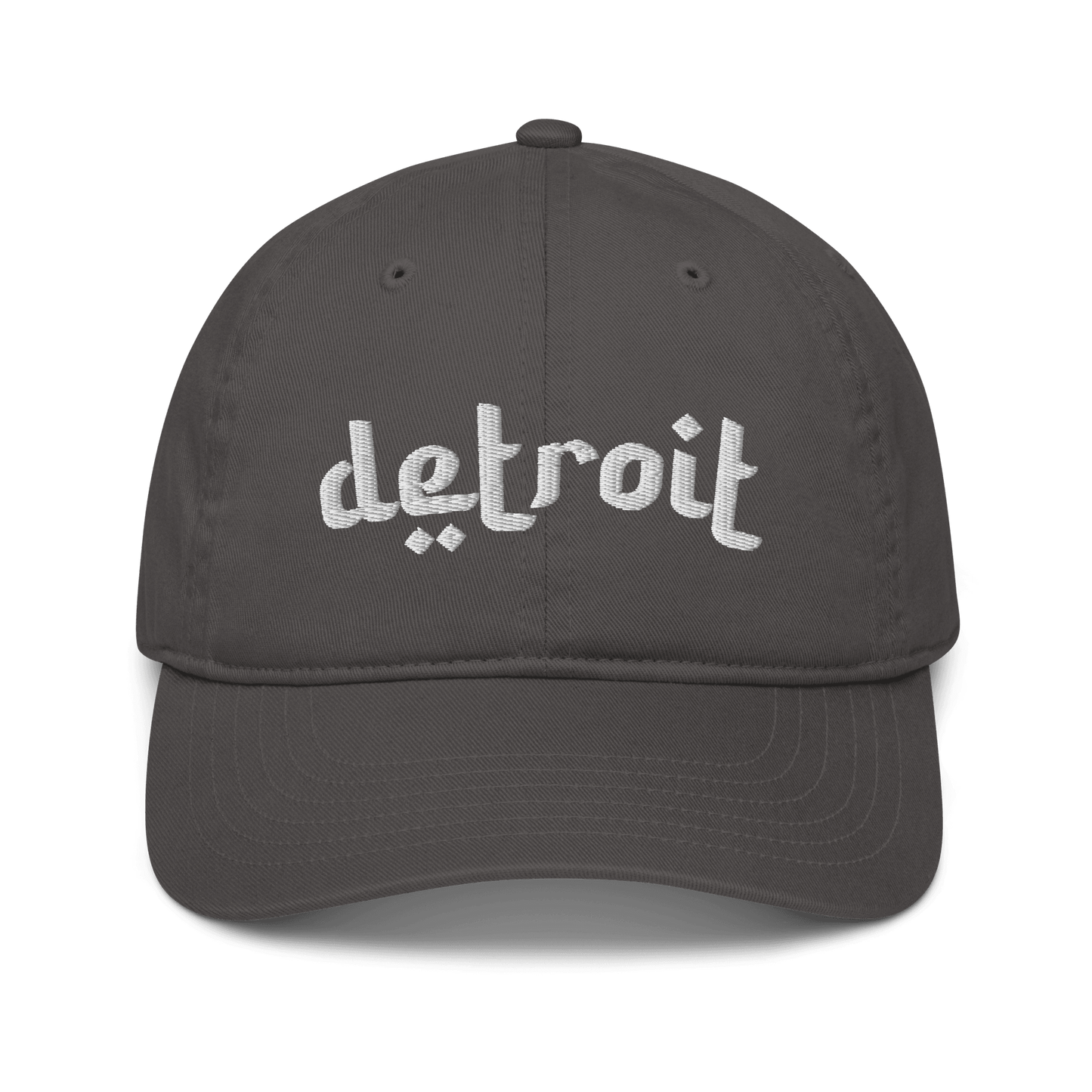 'Detroit' Baseball Cap (Arabic-Style Font) | White/Black Embroidery - Circumspice Michigan