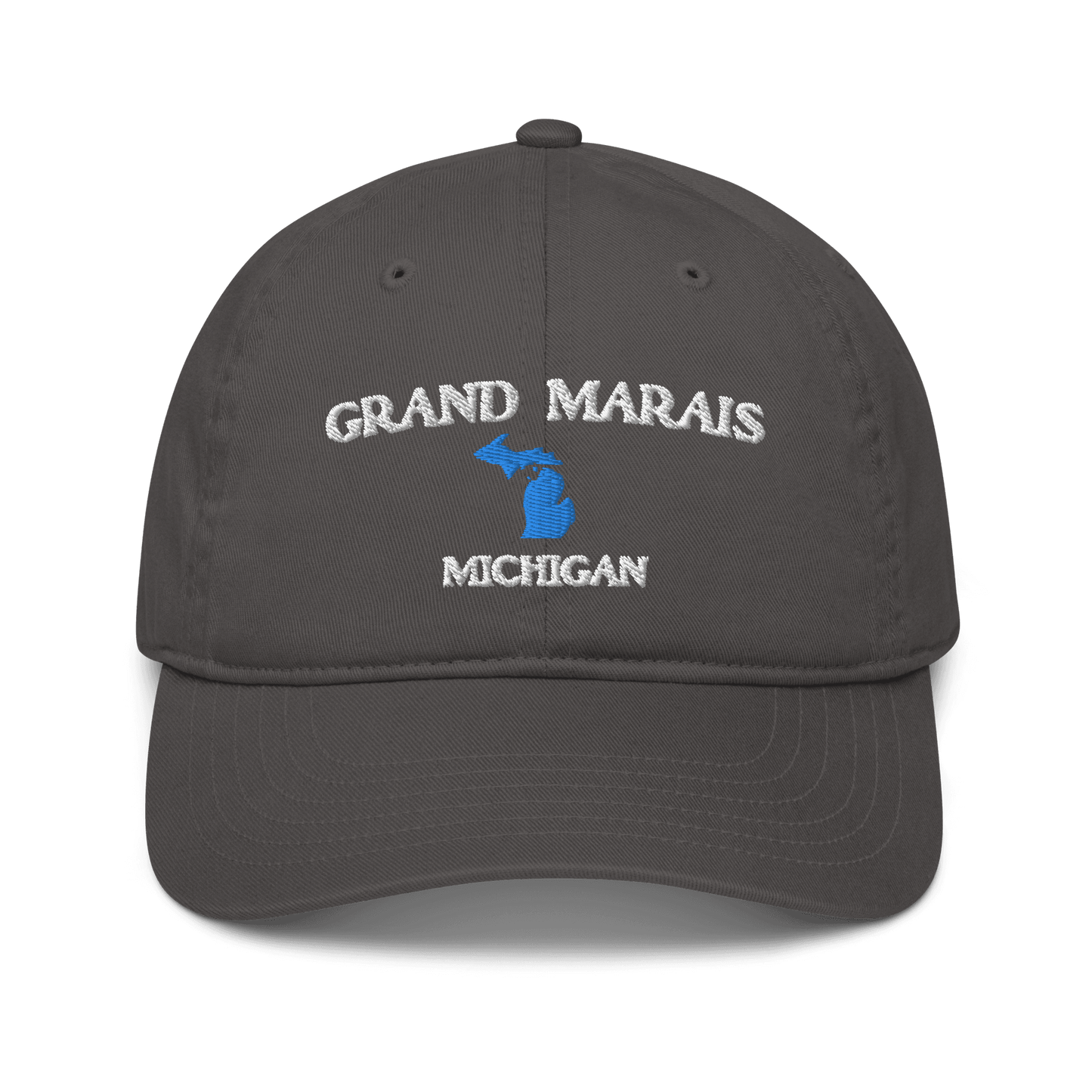 'Grand Marais Michigan' Baseball Cap (w/ MI Outline) - Circumspice Michigan