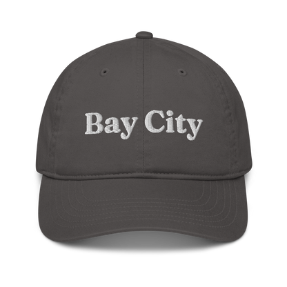 'Bay City' Classic Baseball Cap | White/Navy Embroidery