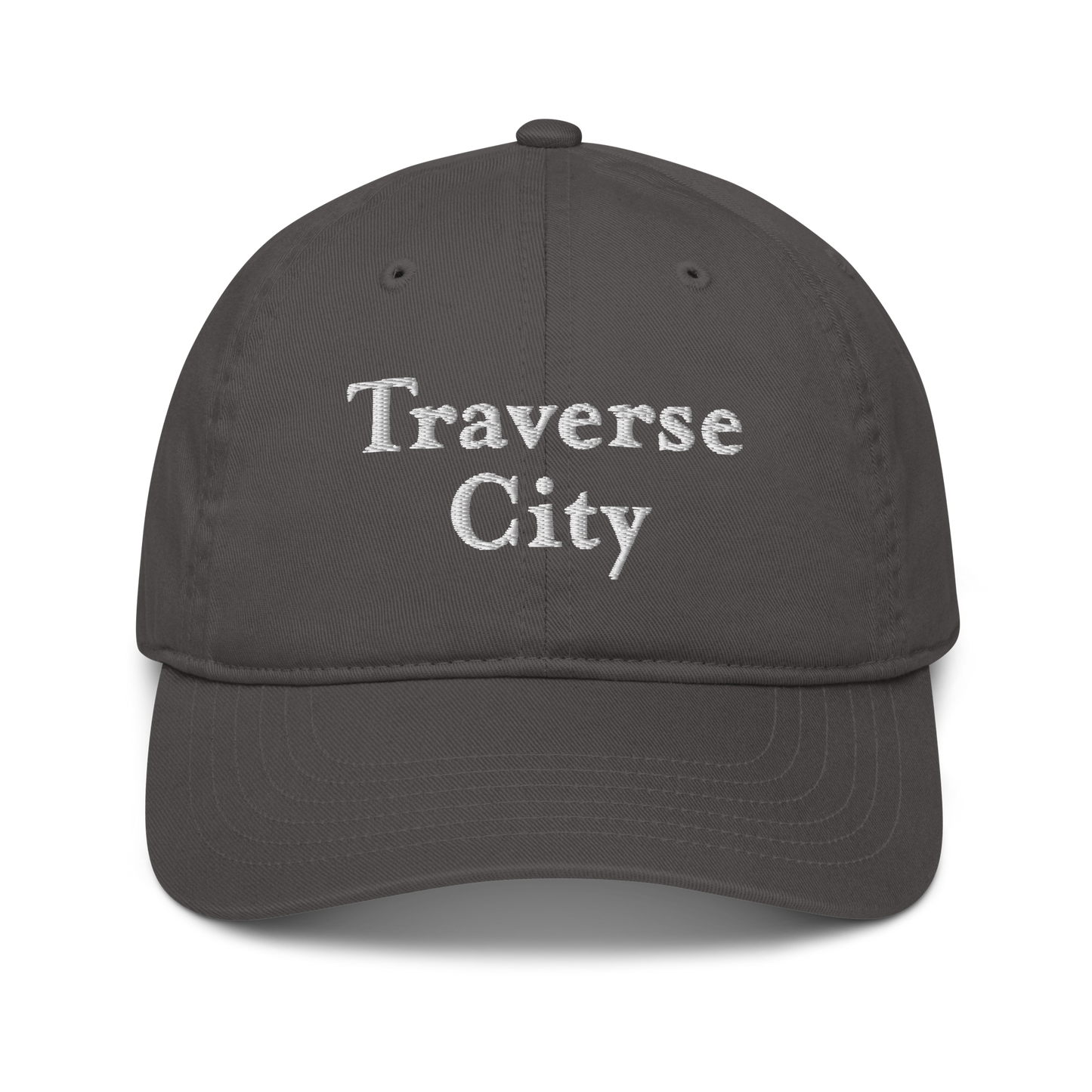 'Traverse City' Classic Baseball Cap | White/Navy Embroidery