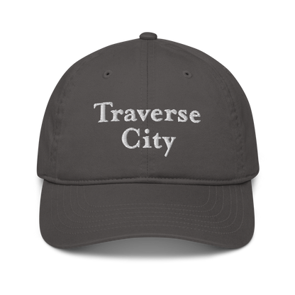 'Traverse City' Classic Baseball Cap | White/Navy Embroidery