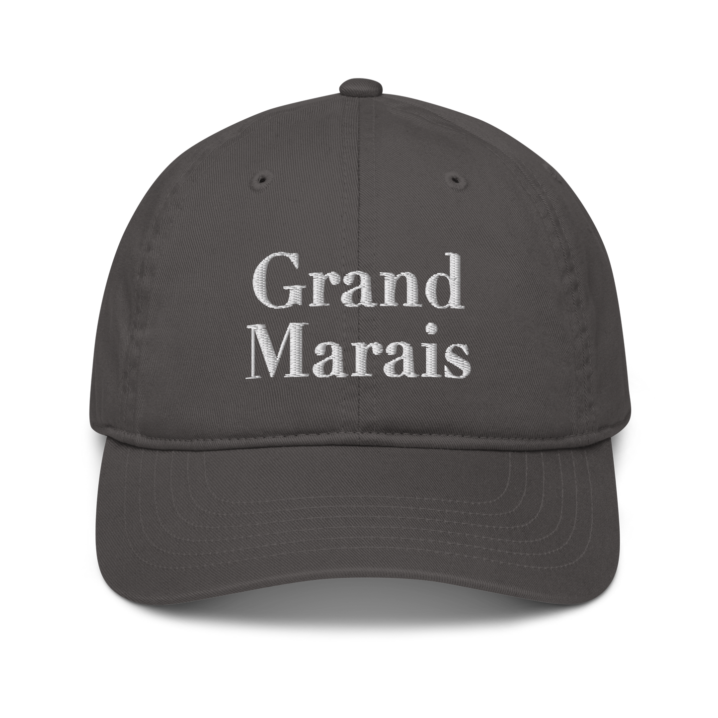 'Grand Marais' Classic Baseball Cap | White/Navy Embroidery