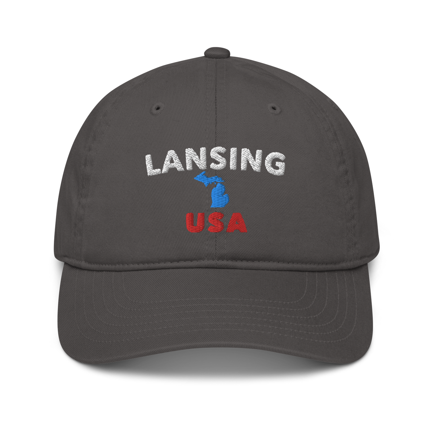 'Lansing USA' Classic Baseball Cap (w/ Michigan Outline)