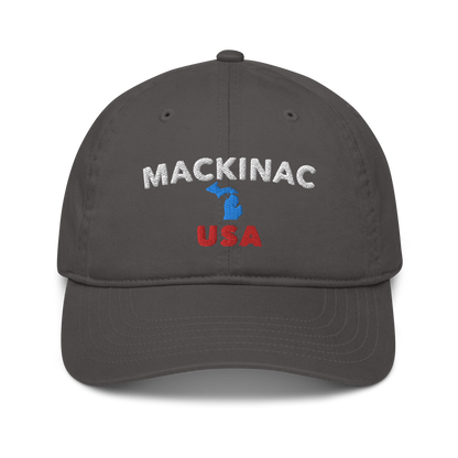 'Mackinac USA' Baseball Hat (w/ Michigan Outline)