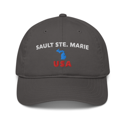 'Sault Ste. Marie' Classic Baseball Cap (w/ Michigan Outline)