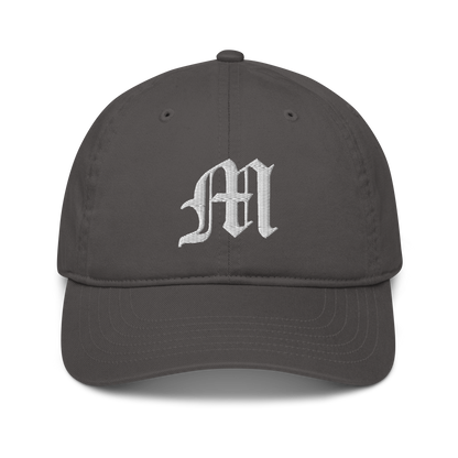 Michigan Old English 'M' Classic Baseball Cap (w/ 'Michigan' Back Design) | White/Navy Embroidery