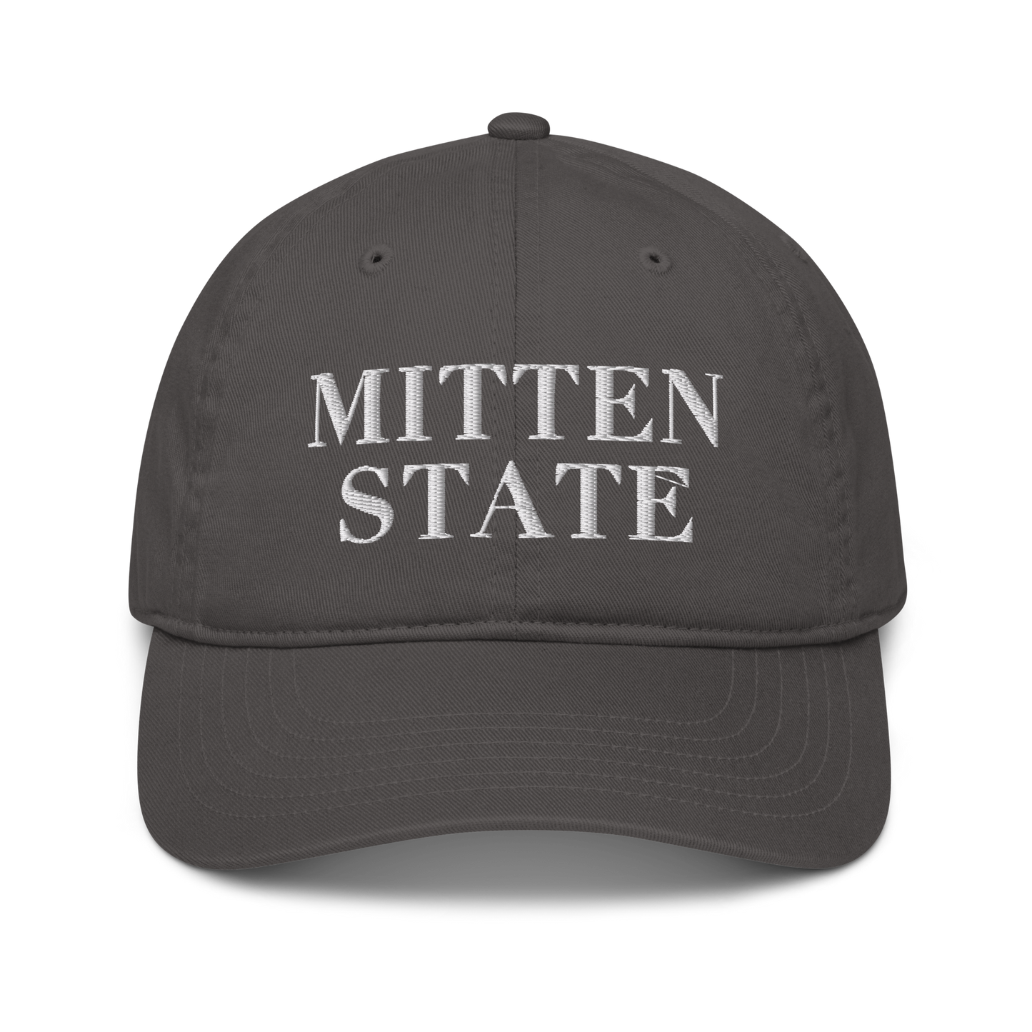 Michigan 'Mitten State' Classic Baseball Cap (Didone Font) | White/Navy Embroidery