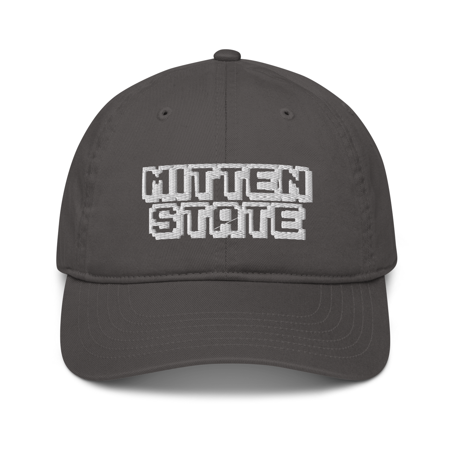 Michigan 'Mitten State' Classic Baseball Cap (Arcade Font) | White/Black Embroidery