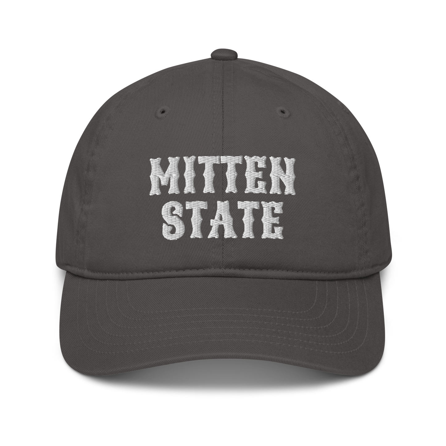 Michigan 'Mitten State' Classic Baseball Cap (Western Font) | White/Navy Embroidery