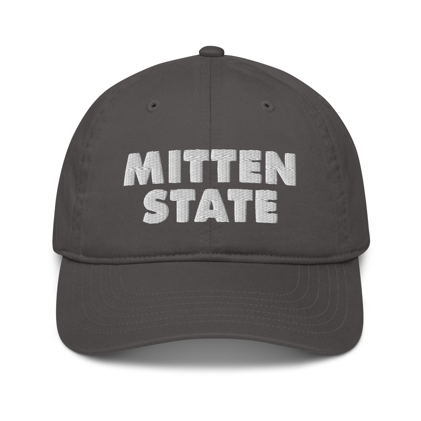 Michigan 'Mitten State' Classic Baseball Cap (Geometric Sans Font) | White/Navy Embroidery