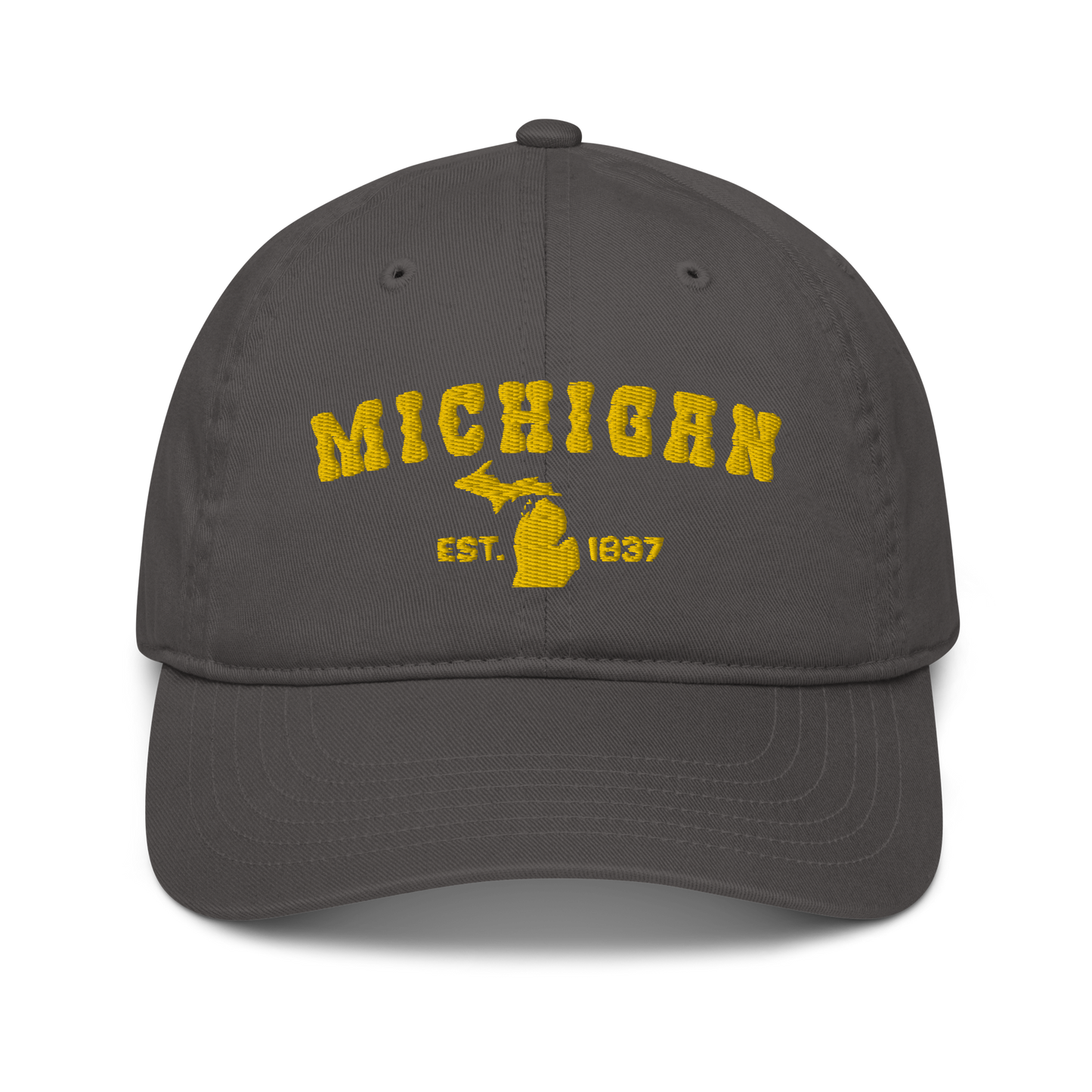 'Michigan EST 1837' Classic Baseball Cap (Western Font) | Gold Embroidery