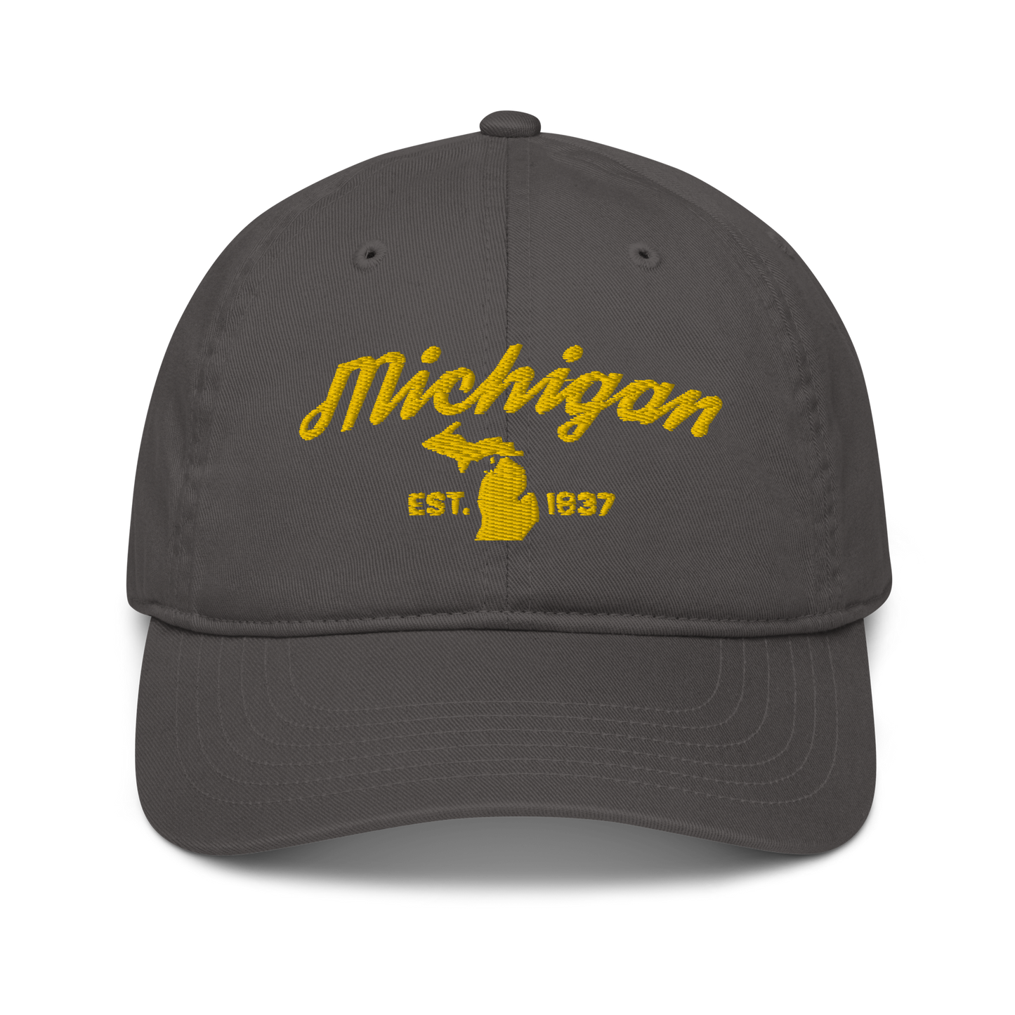 'Michigan EST 1837' Classic Baseball Cap (Script Font) | Gold Embroidery