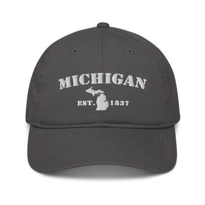 'Michigan EST 1837' Classic Baseball Cap (Army Stencil Font)