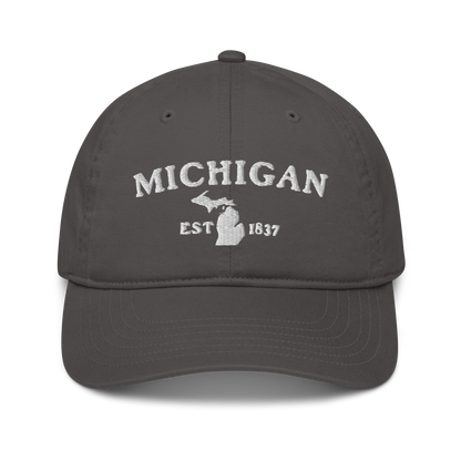 'Michigan EST 1837' Classic Baseball Cap (Woodcut Font)