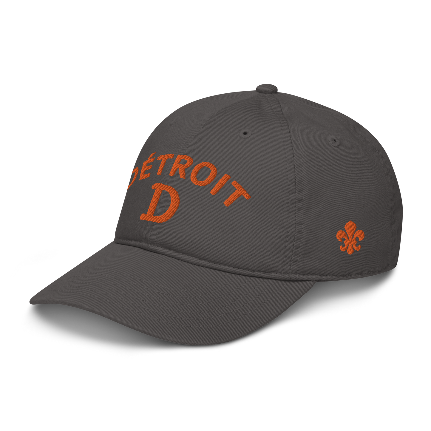 'Détroit' Baseball Cap (w/ Old French D and Fleur de Lys) | Orange Embroidery