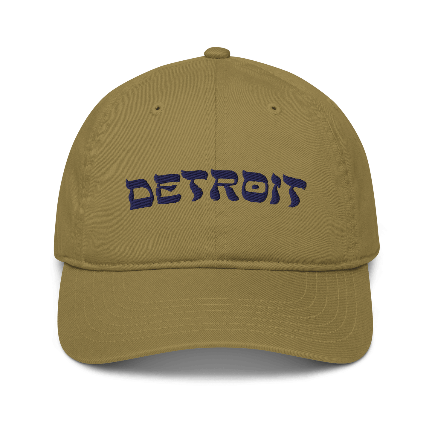 'Detroit' Baseball Cap (Hebrew-Style Font) | White and Blue Embroidery - Circumspice Michigan