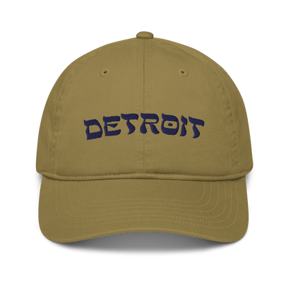 'Detroit' Baseball Cap (Hebrew-Style Font) | White and Blue Embroidery - Circumspice Michigan