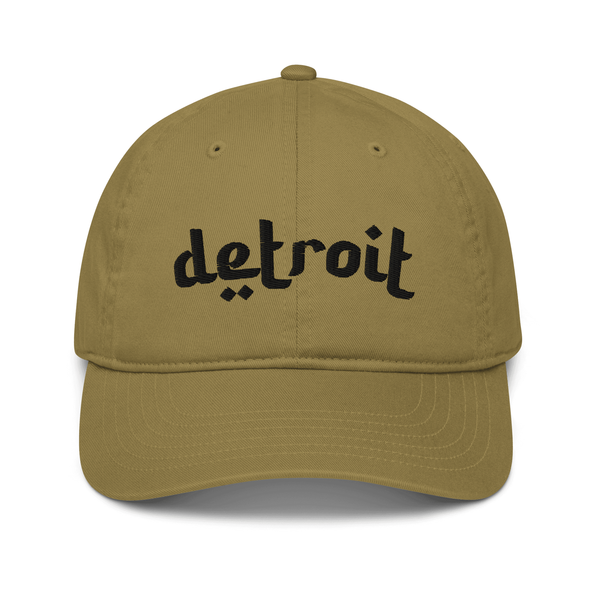 'Detroit' Baseball Cap (Arabic-Style Font) | White/Black Embroidery - Circumspice Michigan