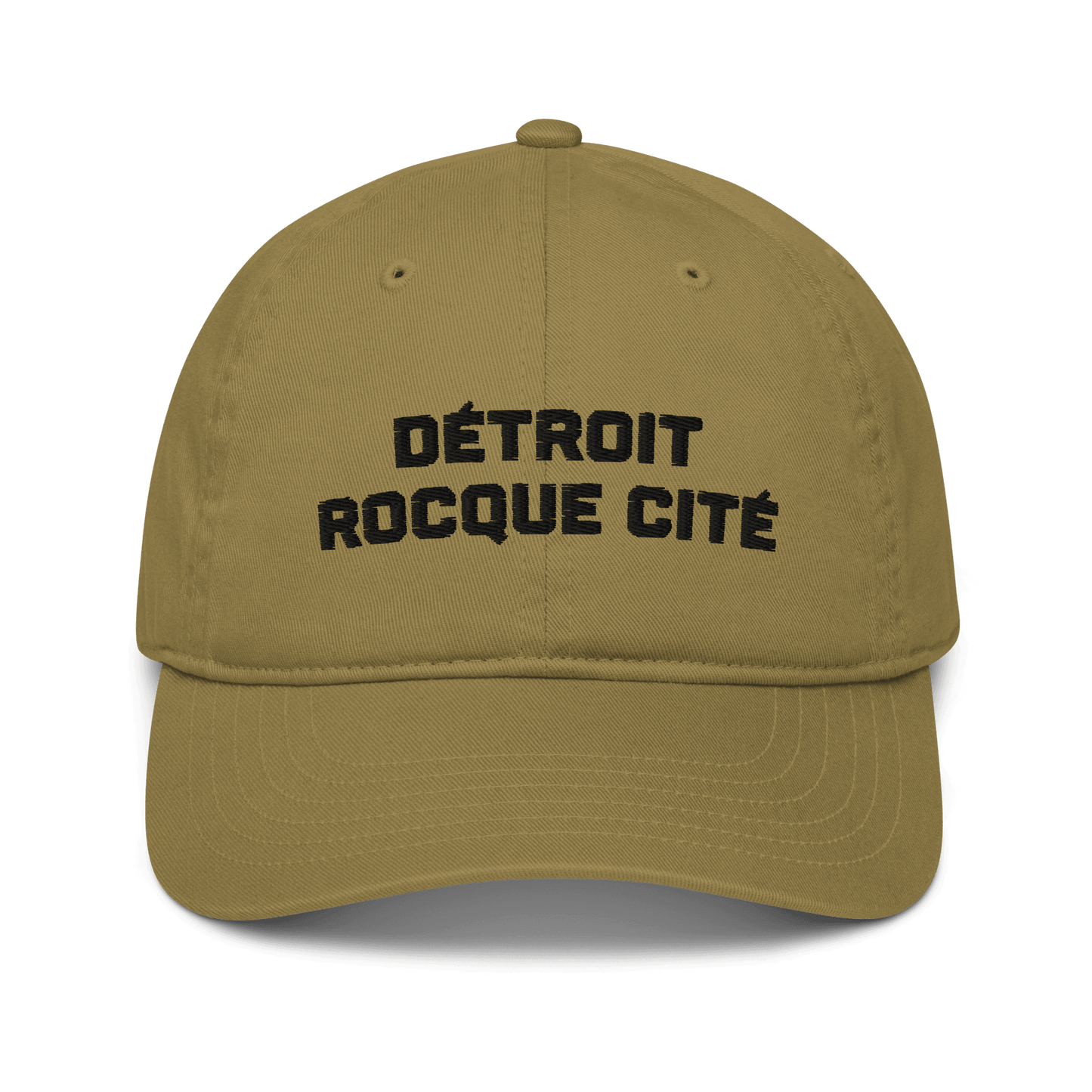 'Détroit Rocque Cité' Baseball Cap (Athletic Font) | White/Black Embroidery - Circumspice Michigan