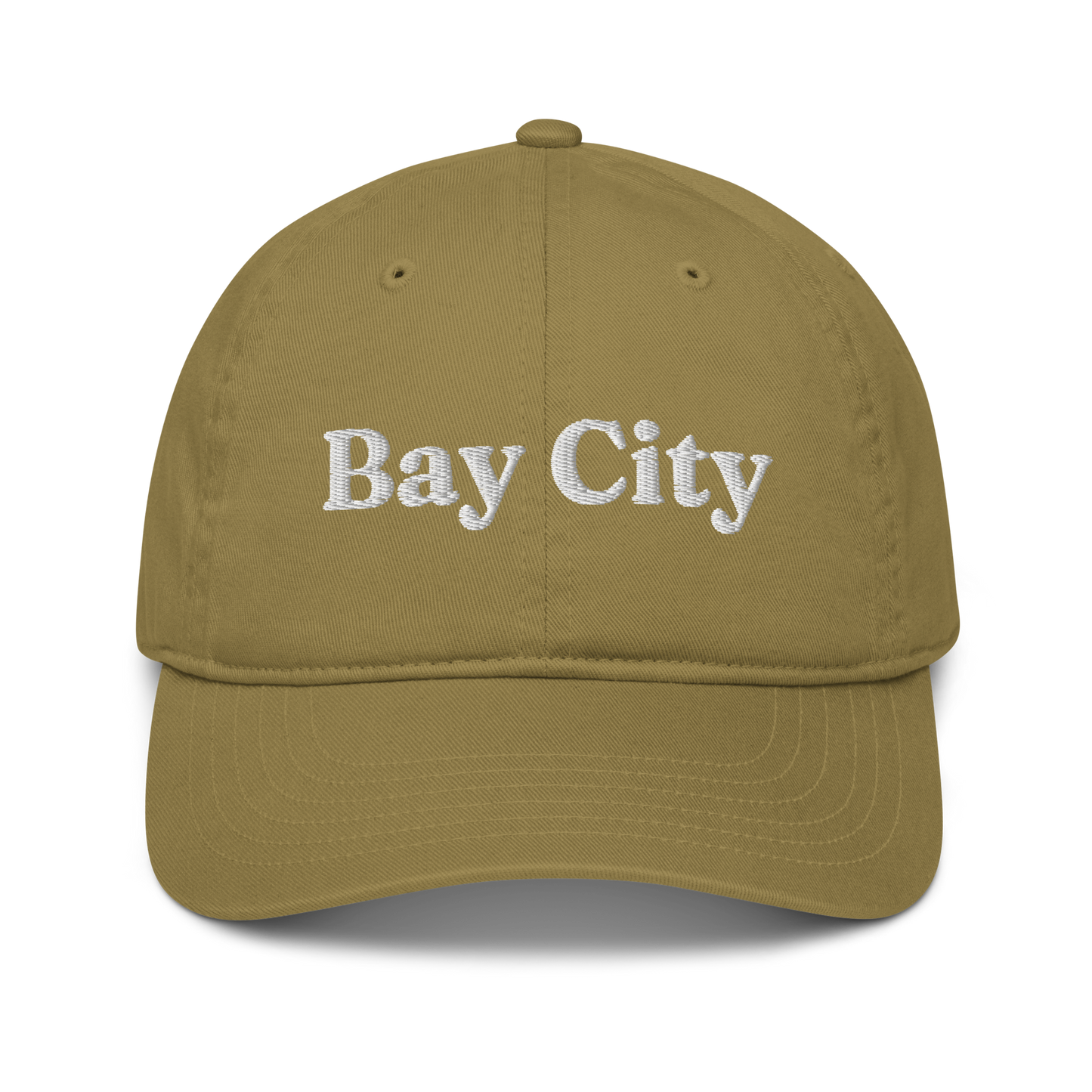 'Bay City' Classic Baseball Cap | White/Navy Embroidery