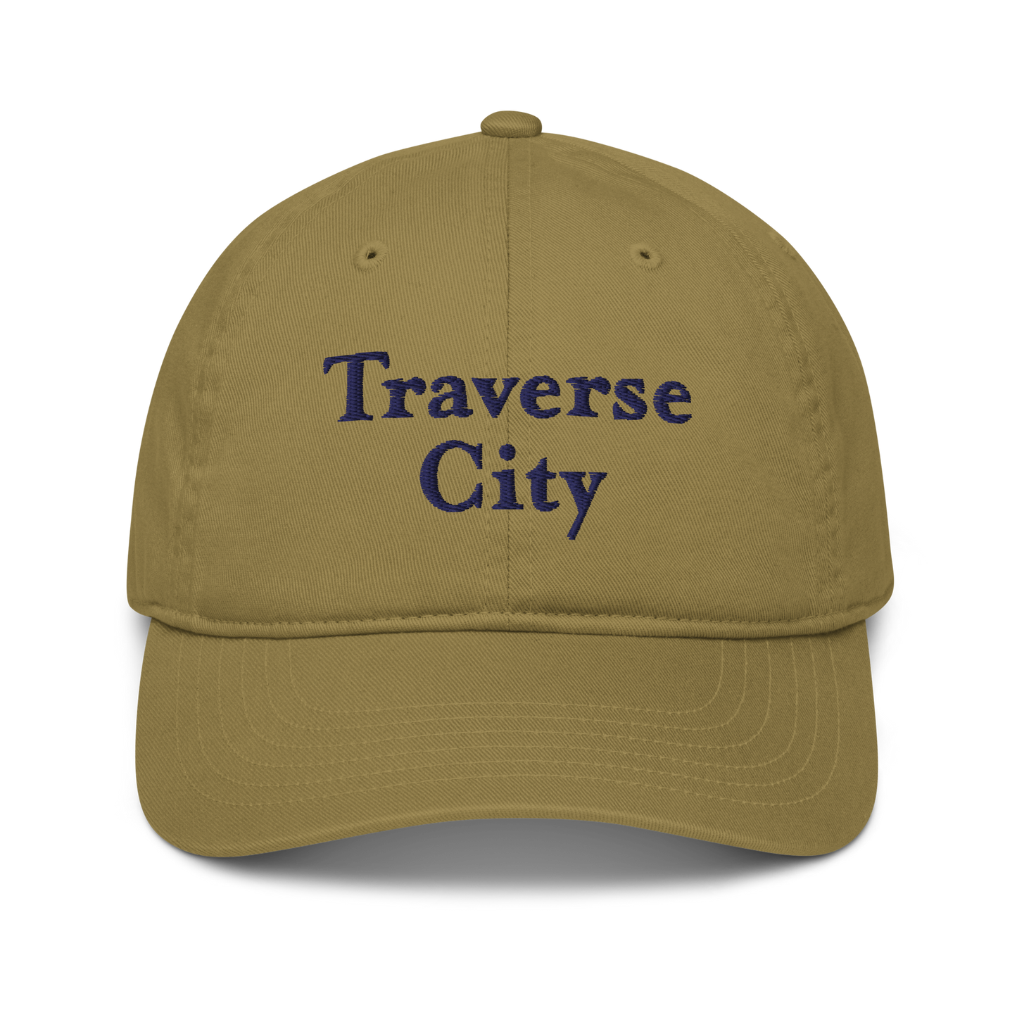 'Traverse City' Classic Baseball Cap | White/Navy Embroidery