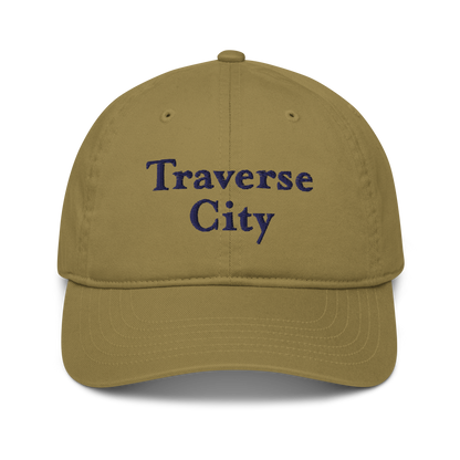 'Traverse City' Classic Baseball Cap | White/Navy Embroidery