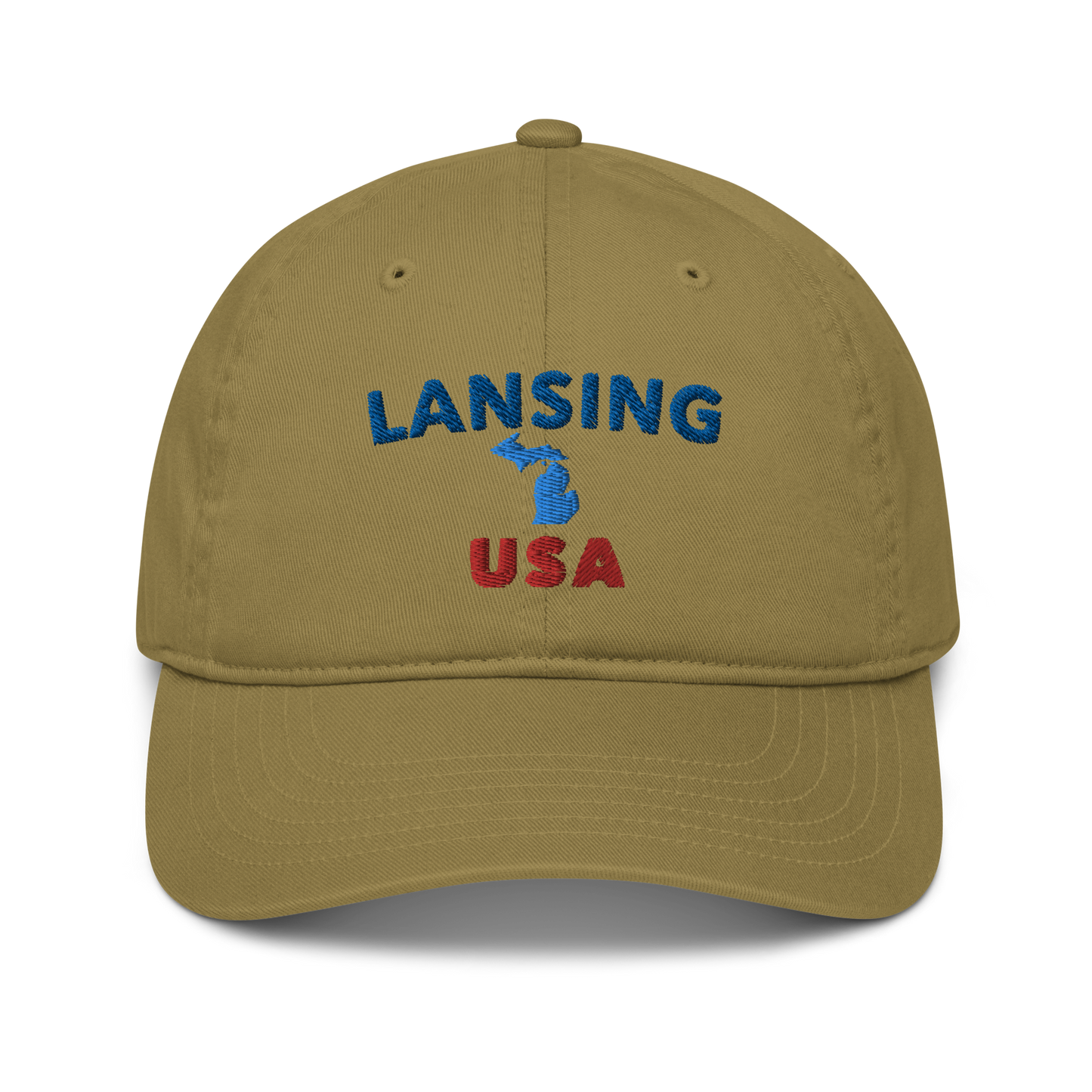 'Lansing USA' Classic Baseball Cap (w/ Michigan Outline)