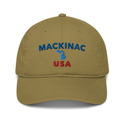 'Mackinac USA' Baseball Hat (w/ Michigan Outline)