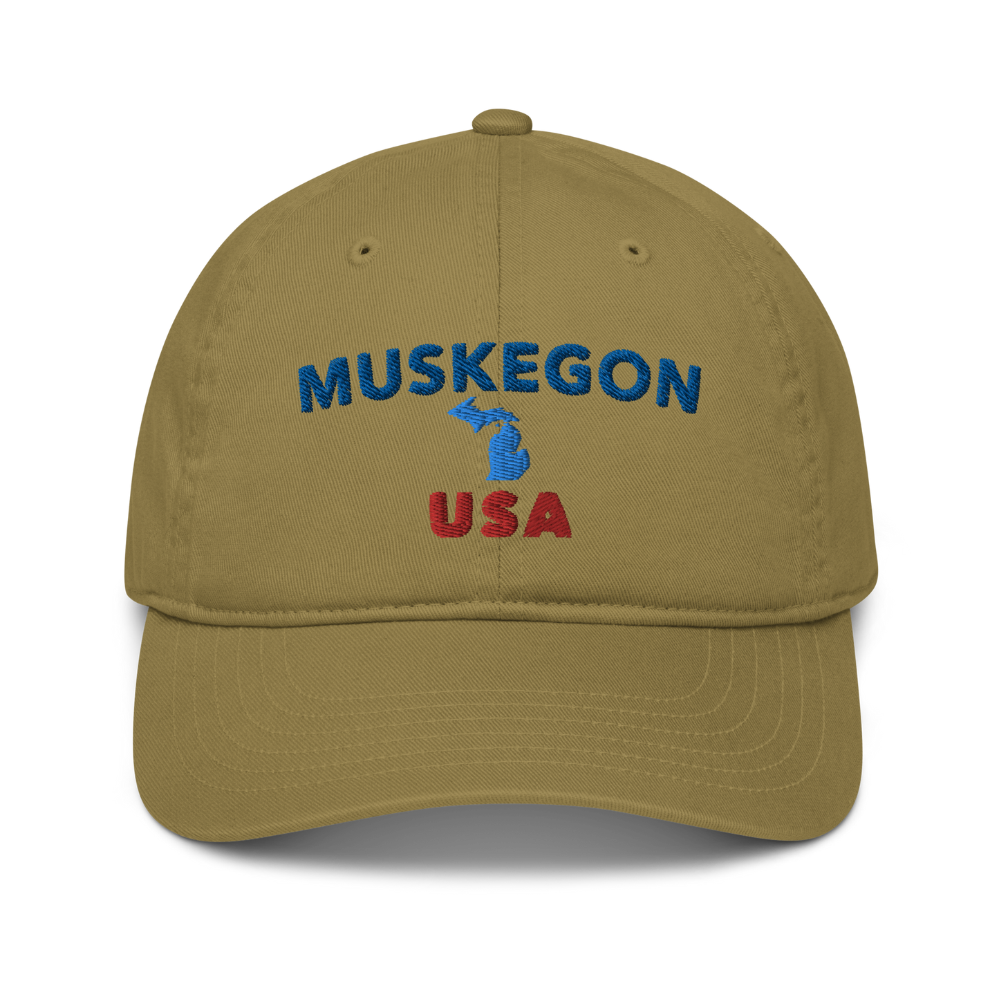 'Muskegon USA' Classic Baseball Cap (w/ Michigan Outline)