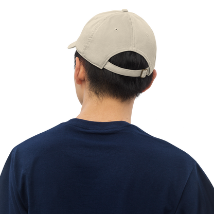 'Detroit' Denim Baseball Cap (Art Deco Font) | White/Navy Embroidery