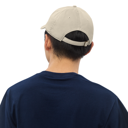 'Water Winter Wonderland' Classic Baseball Cap (Licence Plate Font) | White/Navy Embrodiery