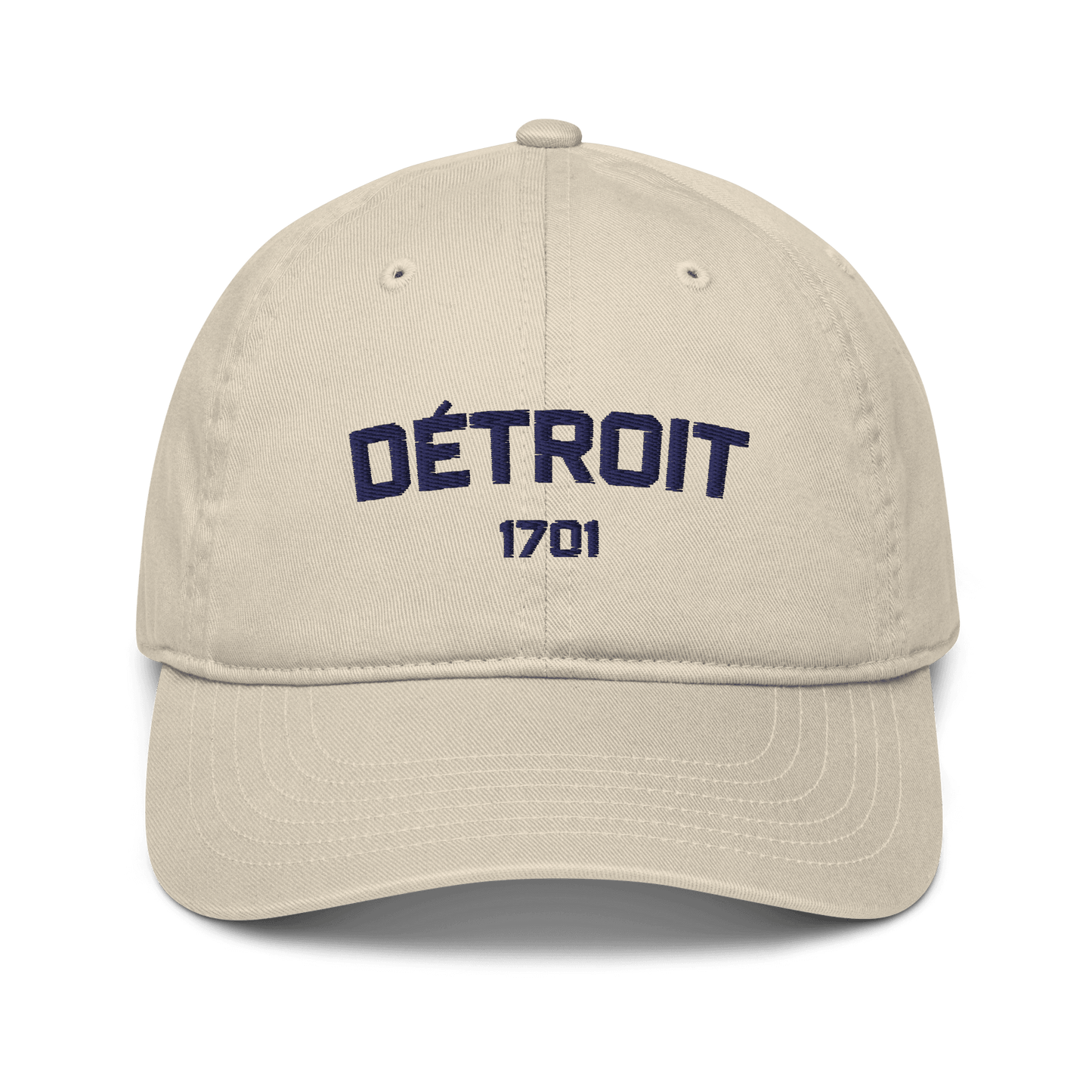 'Détroit 1701' Baseball Cap | White/Navy Embroidery - Circumspice Michigan