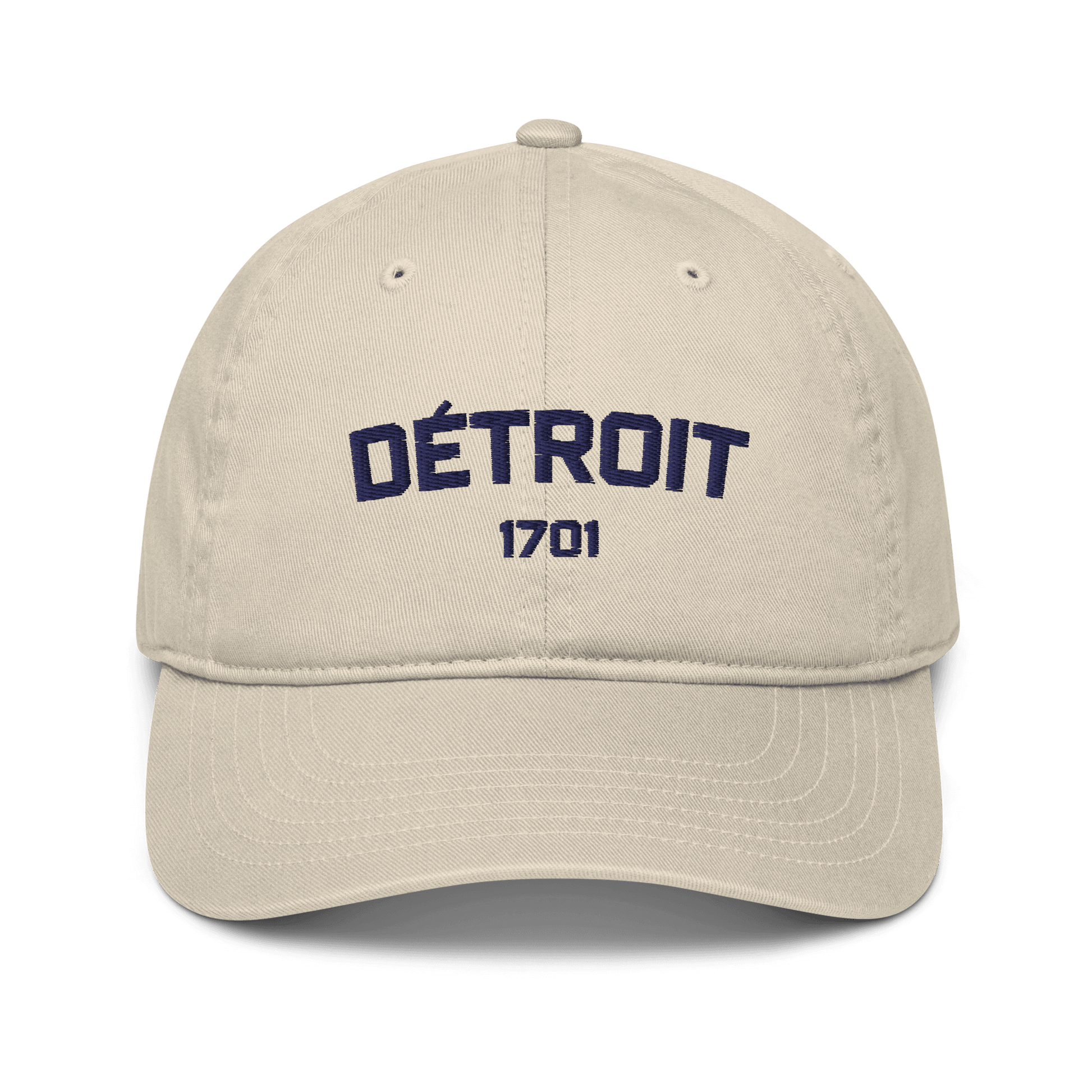 'Détroit 1701' Baseball Cap | White/Navy Embroidery - Circumspice Michigan