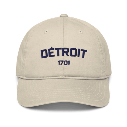 'Détroit 1701' Baseball Cap | White/Navy Embroidery - Circumspice Michigan