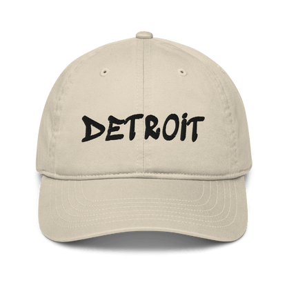 'Detroit' Baseball Cap (Hip Hop Graffiti Font) | White/Black Embroidery - Circumspice Michigan