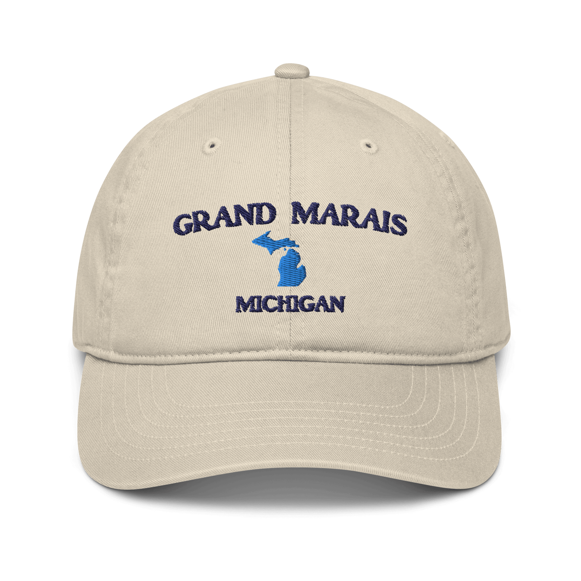 'Grand Marais Michigan' Baseball Cap (w/ MI Outline) - Circumspice Michigan