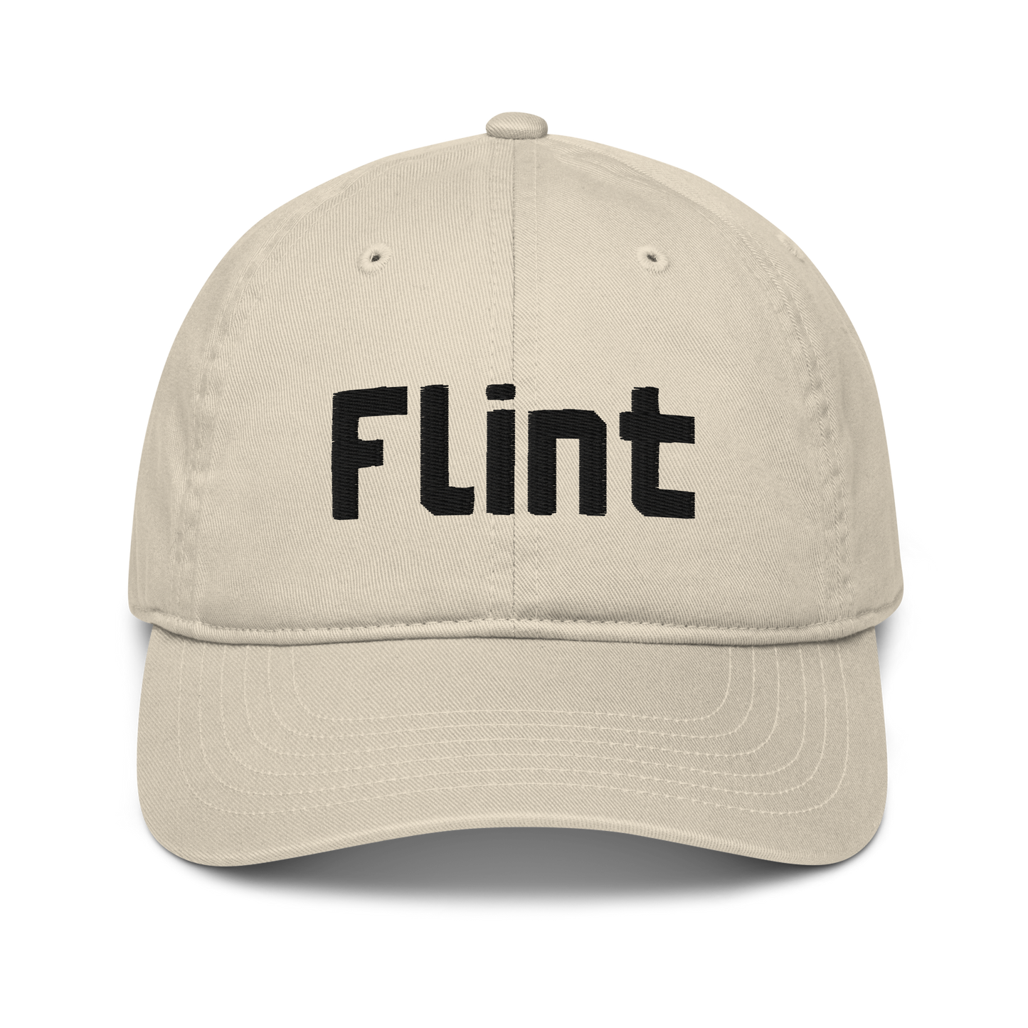 'Flint' Classic Baseball Cap | White/Black Embroidery