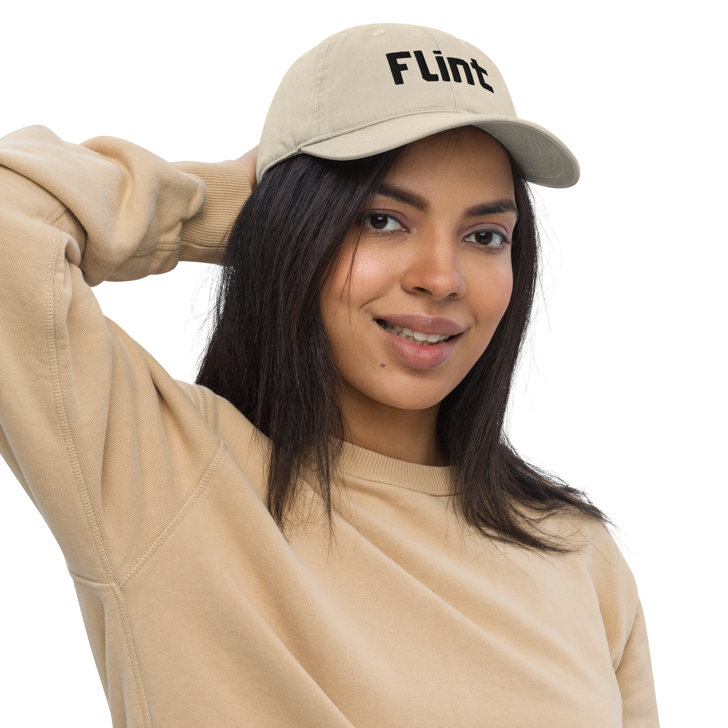 'Flint' Classic Baseball Cap | White/Black Embroidery