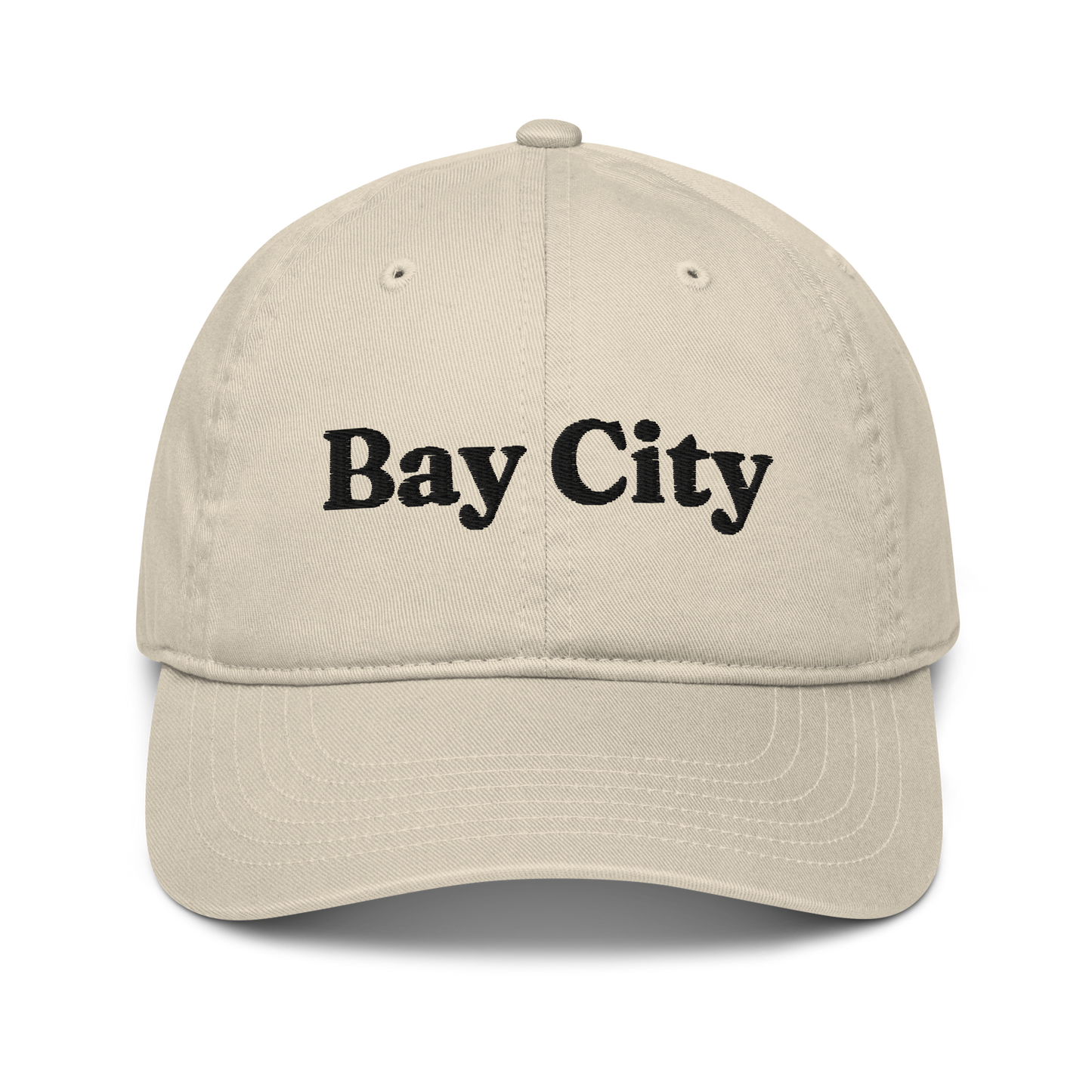 'Bay City' Classic Baseball Cap | White/Navy Embroidery