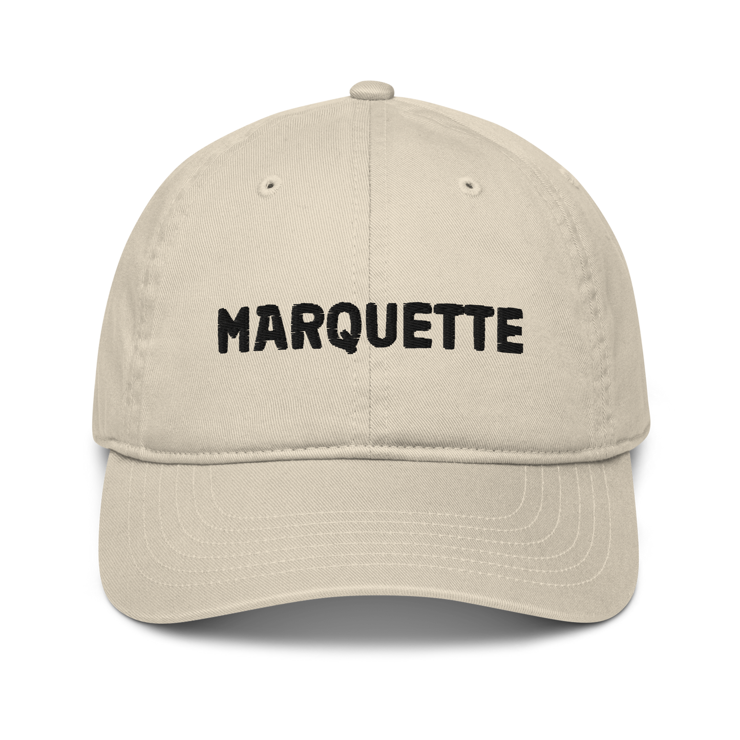 'Marquette' Classic Baseball Cap | White/Black Embroidery