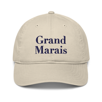 'Grand Marais' Classic Baseball Cap | White/Navy Embroidery