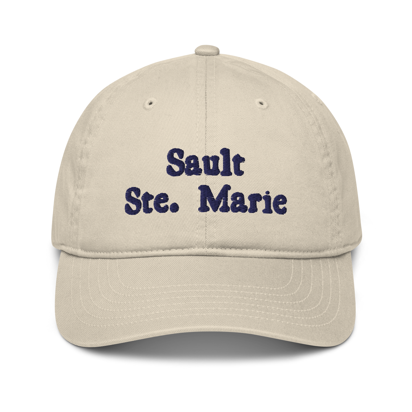 'Sault Ste. Marie' Classic Baseball Cap | White/Navy Embriodery